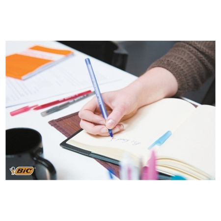 Ручка шариковая BIC "Round Stic", СИНЯЯ, корпус голубой, узел 1 мм, линия письма 0,32 мм, С ШТРИХКОДОМ, 934598 - Ручки шариковые неавтоматические