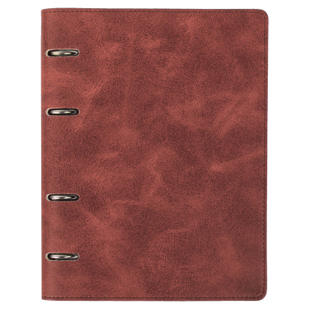 Тетрадь на кольцах А5 (180х220 мм), 120 листов, под кожу, клетка, BRAUBERG "Main", коричневый, 401710 - Тетради на кольцах и сменные блоки к ним