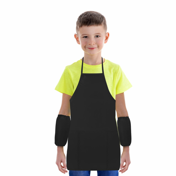 Фартук с нарукавниками для уроков труда ПИФАГОР, 2 кармана, малый, 39х49 см, черный, 270921 - Аксессуары для рисования