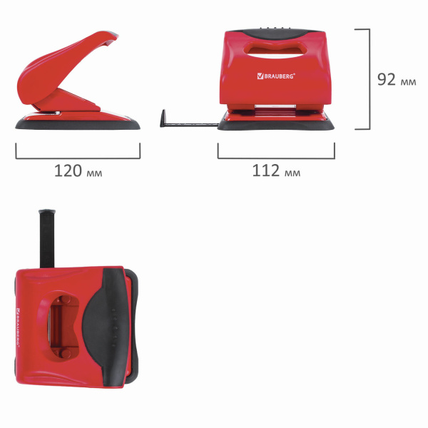 Дырокол BRAUBERG "JET PRO", до 30 листов, красно-черный, 228601 - Дыроколы настольные