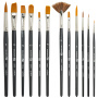 Кисти художественные набор 12 шт. в черном пенале, синтетика, BRAUBERG ART CLASSIC, № 0-14 + веерная, 200966 - Кисти художественные в наборах