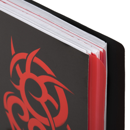 Тетрадь-блокнот 150 л., A5, 170x215 мм, BRAUBERG, клетка, обложка пластиковая, на резинке, 4 разделения, "Black Jack", 401793 - Тетради-блокноты