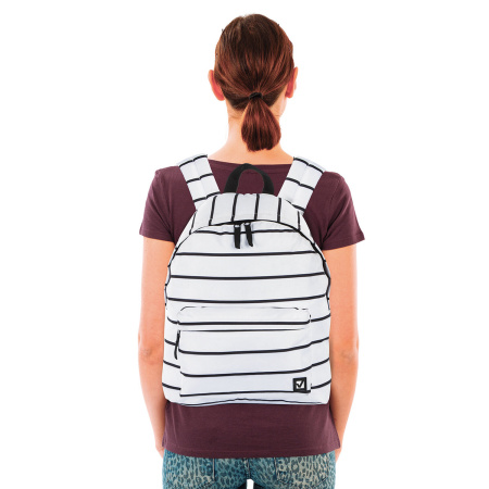 Рюкзак BRAUBERG, универсальный, сити-формат, белый в полоску, 20 литров, 41х32х14 см, 228846 - Рюкзаки городские для старшеклассников и студентов