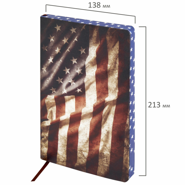 Ежедневник недатированный А5 (138х213 мм), BRAUBERG VISTA, под кожу, гибкий, 136 л., "Independence", 112006 - Ежедневники с покрытием "под кожу и ткань"