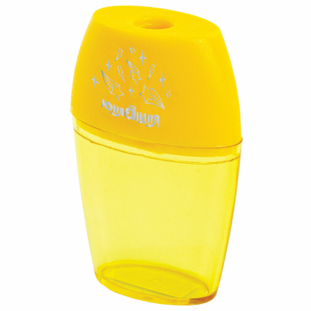 Точилка ЮНЛАНДИЯ "Радуга", с контейнером, овальная, пластиковая, корпус ассорти, 228765 - Точилки ручные