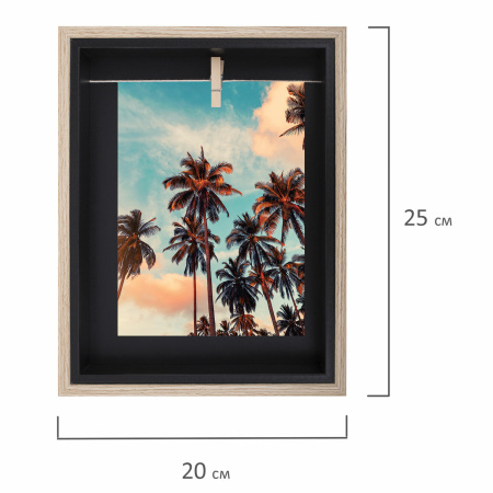 Рамка из МДФ BRAUBERG LOFT BLACK BOX, фото 13х18 см, с прищепкой, 20х25 см, 391290 - Рамки для дипломов, сертификатов, грамот, фотографий