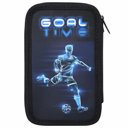 Пенал ПИФАГОР, 3 отделения, ламинированный картон, 19х11 см, "Goal", 271547 - Пеналы каркасные