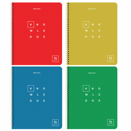 Тетрадь А5, 96 л., BRAUBERG, гребень, клетка, "Knowledge" (микс в спайке), 404421 - Тетради более 60 листов