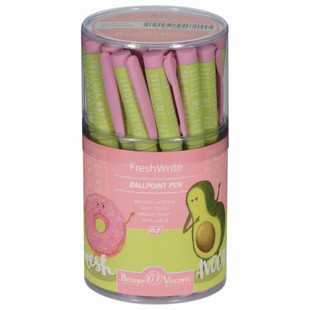 Ручка шариковая BRUNO VISCONTI FreshWrite, СИНЯЯ, "Авокадо.Пончик", линия письма 0,5 мм, 20-0214/62 - Ручки шариковые неавтоматические