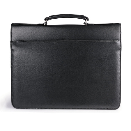 Портфель "Проект", 38х28,5х10 см, искусственная кожа, 2 отделения, замок с ключом, черный, 200 - Портфели из кожи
