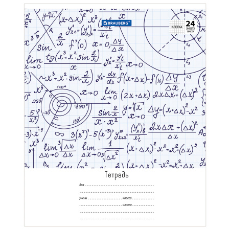 Тетрадь 24 л. BRAUBERG, клетка, обложка картон, ЧЕРТЕЖИ И ФОРМУЛЫ, 403008 - Тетради 12-24 листов