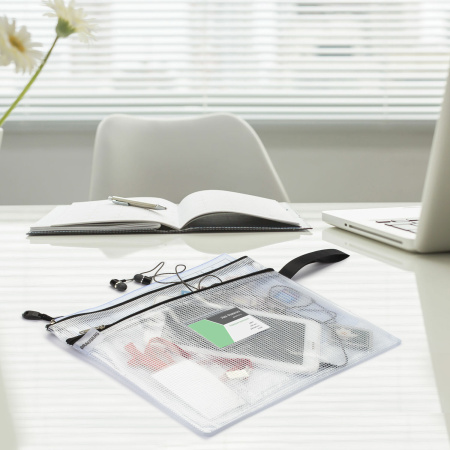 Папка-конверт на молнии А4 (335х243 мм), 2 отделения, ПВХ, прозрачная, 0,3 мм, BRAUBERG "Solid", 223889 - Папки-конверты на молнии