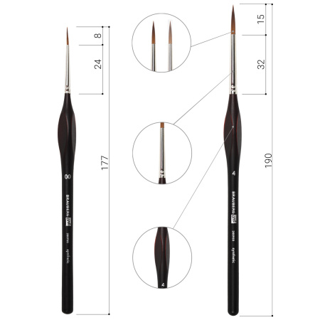 Кисти художественные набор 5 шт., синтетика, BRAUBERG ART CLASSIC, ЭРГОНОМИЧНЫЕ, 200950 - Кисти художественные в наборах