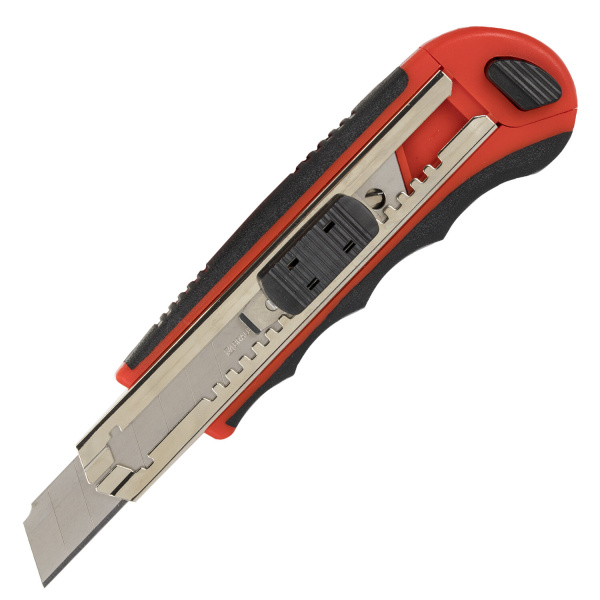 Нож канцелярский 18 мм BRAUBERG "Universal" с АВТОЗАМЕНОЙ ЛЕЗВИЙ, 6 лезвий в комплекте, автофиксатор, 230922 - Ножи канцелярские универсальные