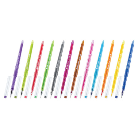 Ручки гелевые BRAUBERG DIAMOND, НАБОР 12 ЦВЕТОВ, узел 0,5 мм, линия письма 0,25 мм, 143377 - Наборы гелевых ручек