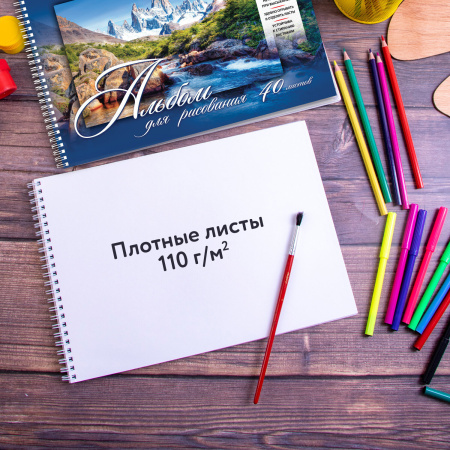 Альбомы для рисования А4 40 л., КОМПЛЕКТ 4 шт., гребень, обложка картон, BRAUBERG, 205х290 мм, "Природа" (2 вида), 880035 - Альбомы и папки для рисования