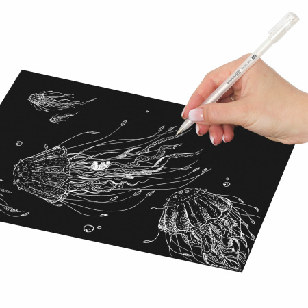 Ручка гелевая BRAUBERG Art Classic, БЕЛАЯ, корпус тонированный белый, узел 1мм, линия 0,5мм, 143418 - Ручки гелевые неавтоматические