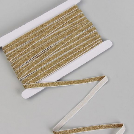Резинка с глиттером, ширина 10 мм, цвет белый/золотой - Резинки