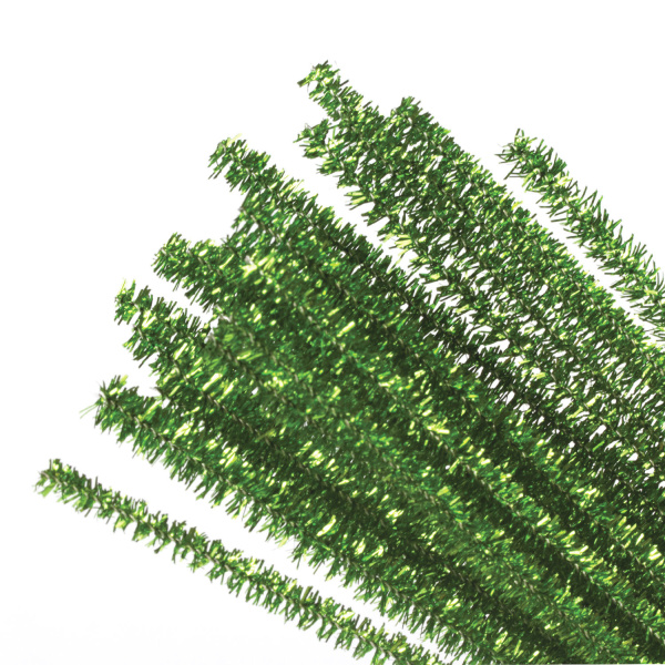 Проволока синельная для творчества "Блестящая", зеленая, 30 шт., 0,6х30 см, ОСТРОВ СОКРОВИЩ, 661542 - Проволока синельная (пушистая)