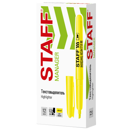 Текстовыделитель STAFF "Manager" HL-238, ЖЕЛТЫЙ, линия 1-3 мм, 151238 - Текстовыделители