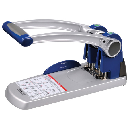 Дырокол металлический СУПЕРМОЩНЫЙ KW-trio, до 300 листов, серебристый с синими вставками, 9550, -9550 - Дыроколы мощные