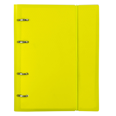 Тетрадь на кольцах А5 175х220 мм, 120 л., пластик, клетка, с резинкой, BRAUBERG, желтая, 403570 - Тетради на кольцах и сменные блоки к ним