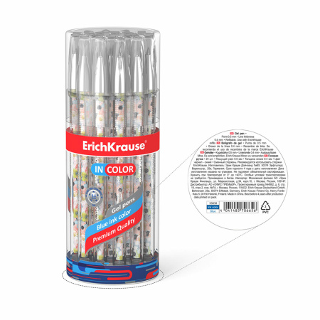 Ручка гелевая ERICH KRAUSE InColor "Flower Cocktail", СИНЯЯ, игольчатый узел 0,5 мм, линия письма 0,4 мм, 50838 - Ручки гелевые неавтоматические