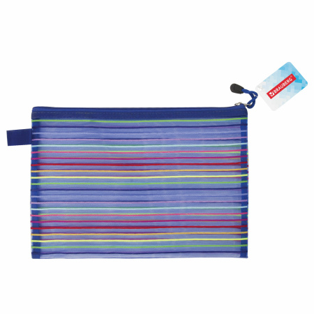 Папка-конверт на молнии формат B5+ (310х220 мм), сетчатая ткань, BRAUBERG "Stripes", 224047 - Папки-конверты на молнии