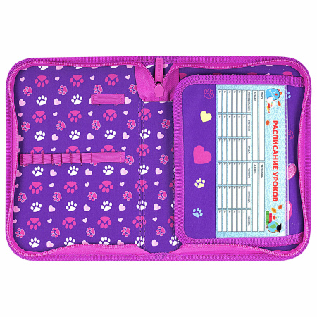 Пенал BRAUBERG, 1 отделение, 1 откидная планка, полиэстер, 21х14 см, "Playing kitty", 271521 - Пеналы каркасные