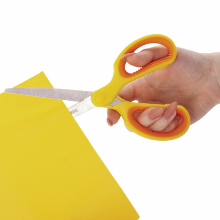 Ножницы BRAUBERG "Original", 155 мм, оранжево-желтые, ребристые резиновые вставки, 236450 - Ножницы универсальные