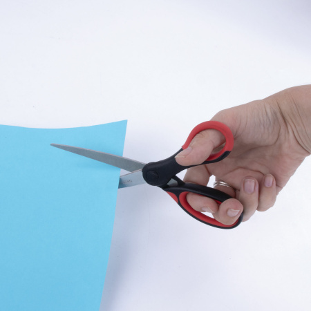 Ножницы BRAUBERG "Office", 160 мм, красно-черные, прорезиненные ручки, 2-х сторонняя заточка, 231564 - Ножницы универсальные