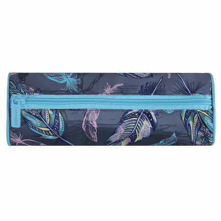 Пенал-тубус BRAUBERG, с эффектом SOFT TOUCH, полиэстер, "Feathers", 22х8 см, 270058 - Пеналы мягкие