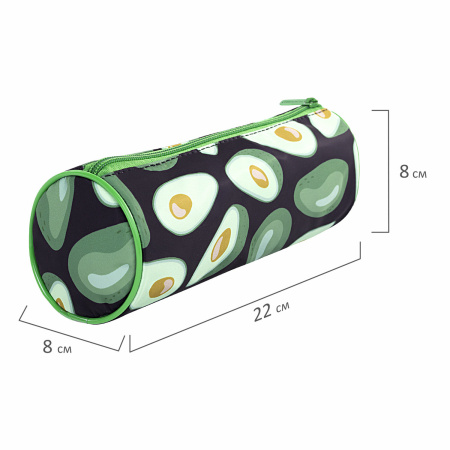 Пенал-тубус BRAUBERG, с эффектом SOFT TOUCH, полиэстер, "Black Avocado", 22х8 см, 270061 - Пеналы мягкие