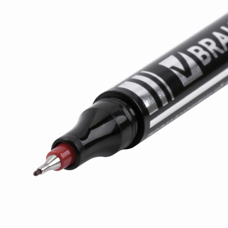 Маркер перманентный BRAUBERG "Jet", КРАСНЫЙ, супертонкий металлический наконечник 0,5 мм, 150509 - Маркеры перманентные