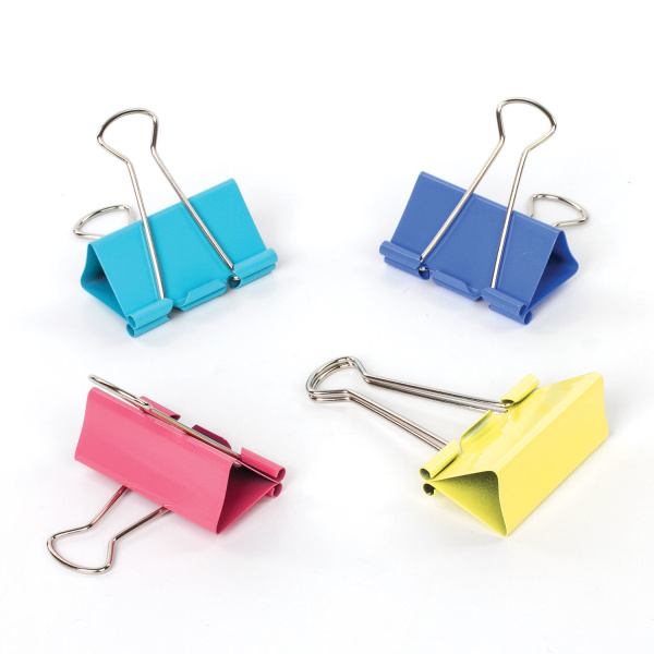 Зажимы для бумаг STAFF "Profit", КОМПЛЕКТ 12 шт., 51 мм, на 230 листов, цветные, картонная коробка, 225160 - Зажимы для бумаг