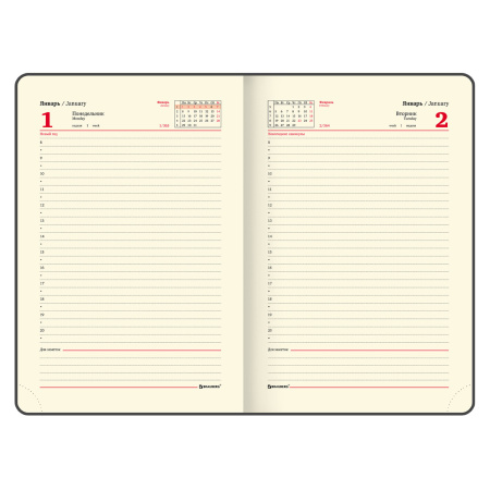 Ежедневник датированный 2024 А5 138x213 мм BRAUBERG "Goldy", под кожу, цветной срез, черный, 114979 - Ежедневники с покрытием "под кожу и ткань"