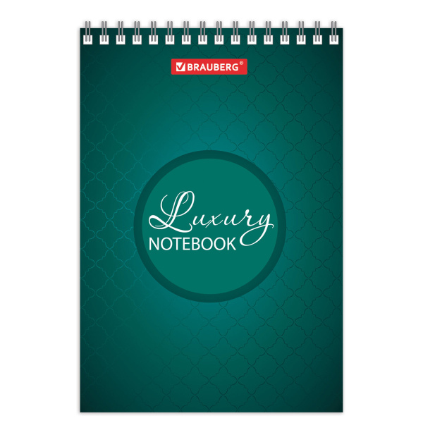 Блокнот МАЛЫЙ ФОРМАТ (97х145 мм) А6, 60 л., гребень, картон, клетка, BRAUBERG, "Люксовый блокнот", 129829 - Блокноты
