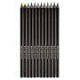 Карандаши цветные BRAUBERG "Black Jack", 12 цв., трехгранные, черное дерево, заточенные, картонная упаковка, 180834 - Карандаши цветные