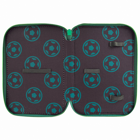 Пенал BRAUBERG, 2 отделения, полиэстер, 21х14 см, "Fire football", 270322 - Пеналы каркасные