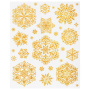 Наклейка для окон двусторонняя МНОГОРАЗОВАЯ 30*38 см "Снежинки" глиттер, золото ЗОЛОТАЯ СКАЗКА, 591190 - Новогодний декор