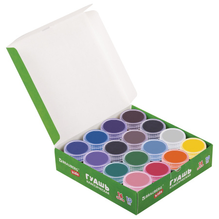 Гуашь BRAUBERG KIDS "NEW", 16 цветов по 10 мл, 192375 - Краски для детского творчества