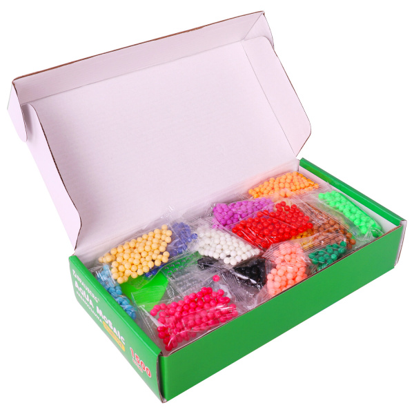 Аквамозаика 15 цветов, 1500 бусин, с трафаретами и инструментами, BRAUBERG KIDS, 664913 - Аквамозайка