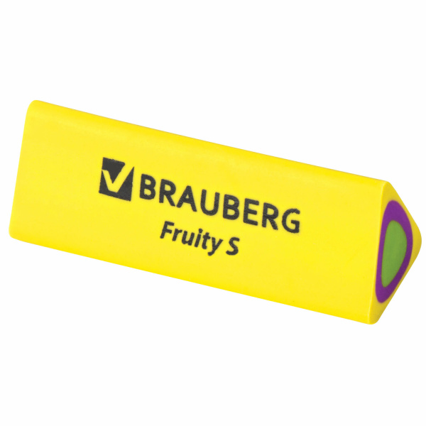 Ластик BRAUBERG "Fruity S", 44х15х15 мм, цвет ассорти, треугольный, 1 шт, 228713 - Ластики классические