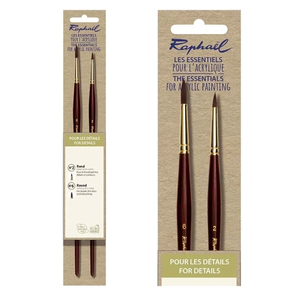 Sennelier Набор кистей "GREEN" синтетика круглая длинная ручка №2, №6 (Размер кисти: 200 мм) - Кисти художественные в наборах