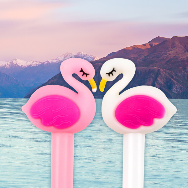 Ручка с топпером шариковая ЮНЛАНДИЯ "Лебедь", корпус ассорти, СИНЯЯ, пишущий узел 0,7 мм, 143801 - Ручки фигурные