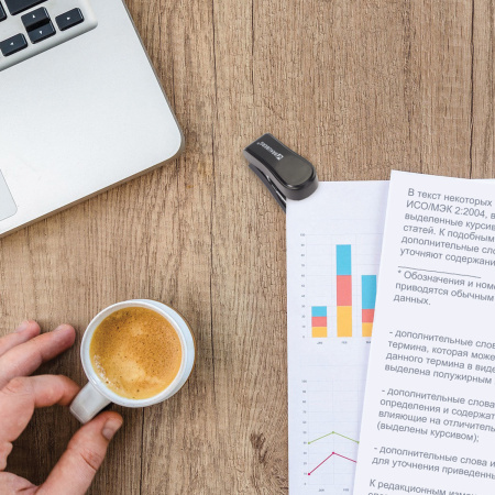 Степлер №24/6, 26/6 МИНИ BRAUBERG "Standard", до 25 листов, с антистеплером, черный, 226849 - Степлеры настольные