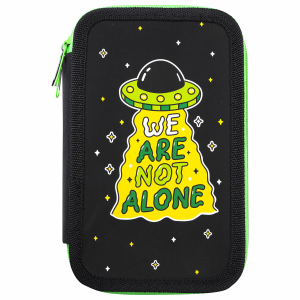 Пенал ПИФАГОР, 3 отделения, ламинированный картон, 19х11 см, "Not Alone", 271549 - Пеналы каркасные