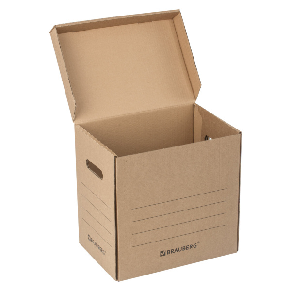 Короб архивный "Делопроизводство" (325х235х325 мм), с крышкой, гофрокартон, BRAUBERG, 129999 - Короба архивные