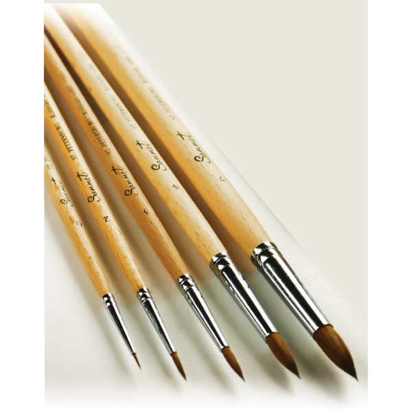 Кисть из колонка микс "Сонет", круглая, длинная лакированная ручка, №4 - Кисти художественные смесевой ворс (микс)