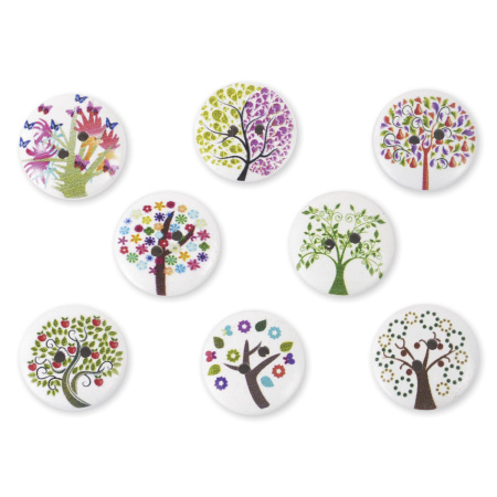 Пуговицы декоративные "Деревце", дерево, 20 мм, 18 шт., ассорти, ОСТРОВ СОКРОВИЩ, 661418 - Пуговицы для творчества